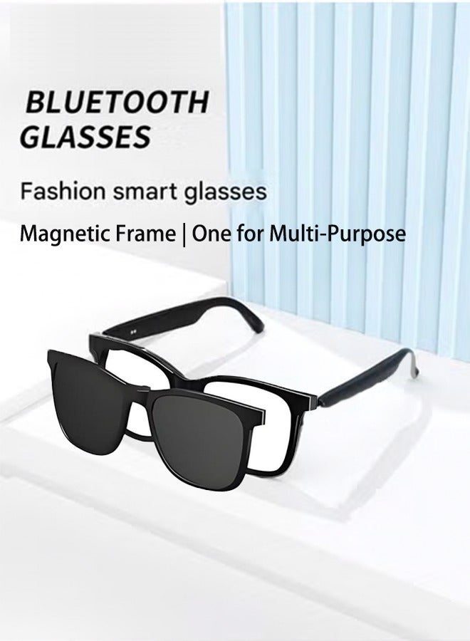 Arabest Smart and Fashion Glasses with Two Lens, Magnetic Lens, One for Multipurposes Bluetooth Speaker with AI - Casual, Office, Outdoor Sports UV Protection, UV400 Polarized Sunglasses, Real-Time Translation in 144 Languages, Music, Phone Calls & AI Chat