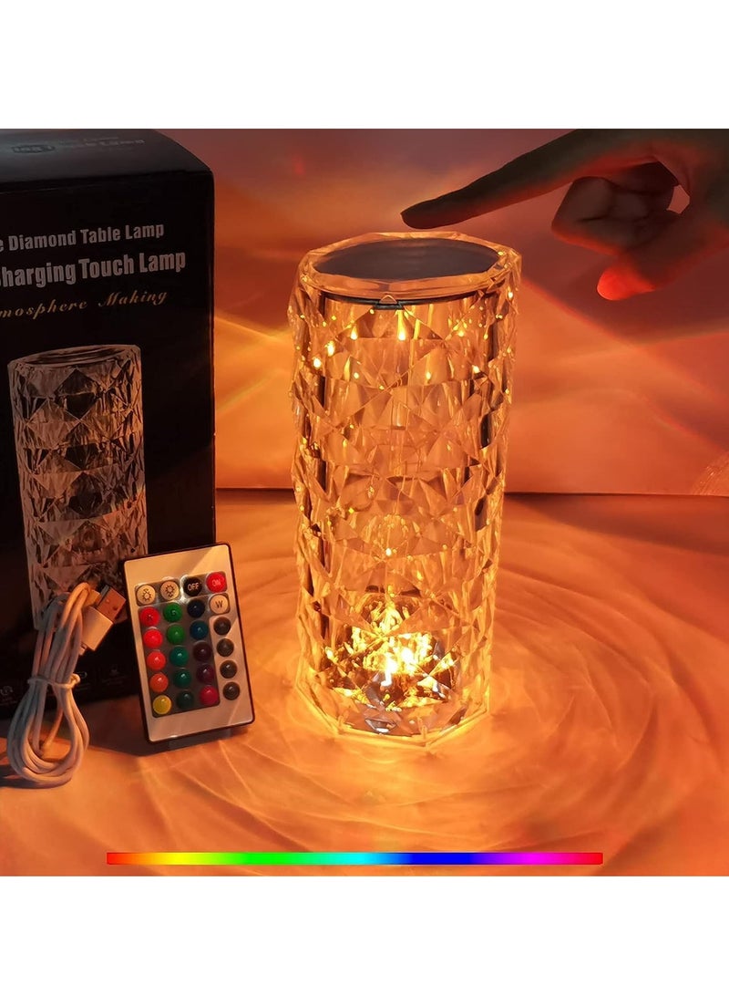 Crystal Lamp, Crystal Lights Touching Control Rose Crystal Lamp with USB Port,16 RGB Color Changing Romantic Rose Diamond Table Lamp LED Night Light for Bedroom Living Room, Office - Image 1