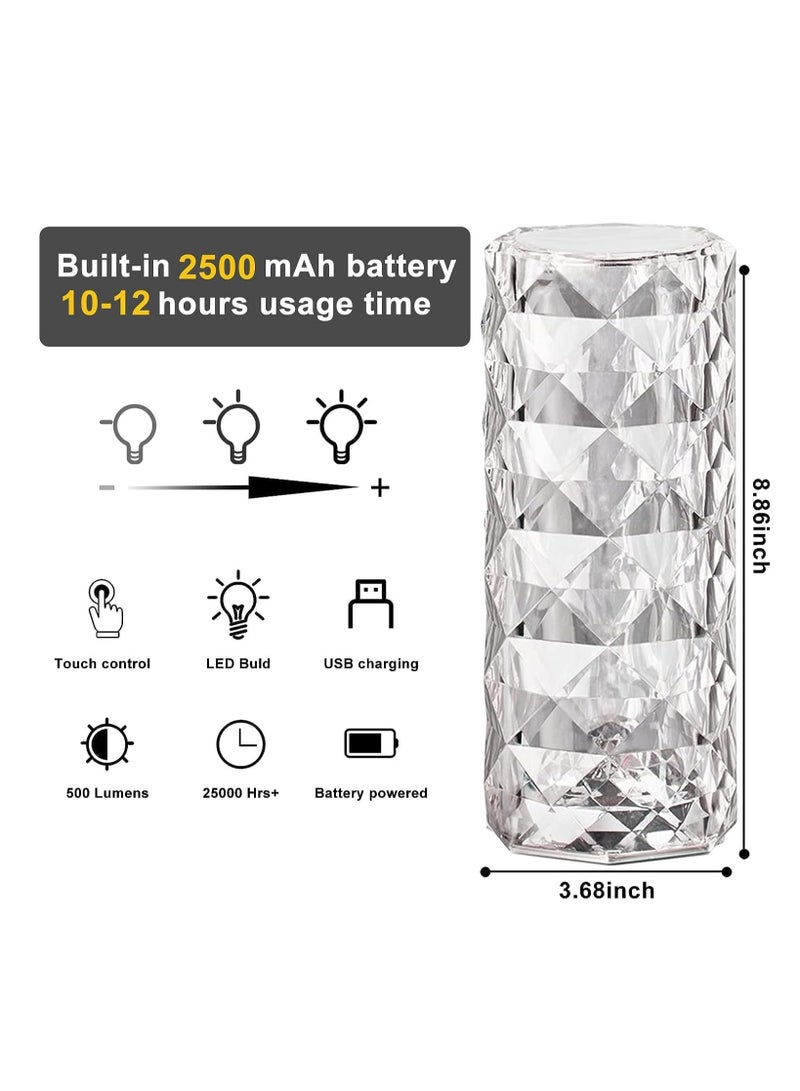 Crystal Lamp, Crystal Lights Touching Control Rose Crystal Lamp with USB Port,16 RGB Color Changing Romantic Rose Diamond Table Lamp LED Night Light for Bedroom Living Room, Office - Image 2