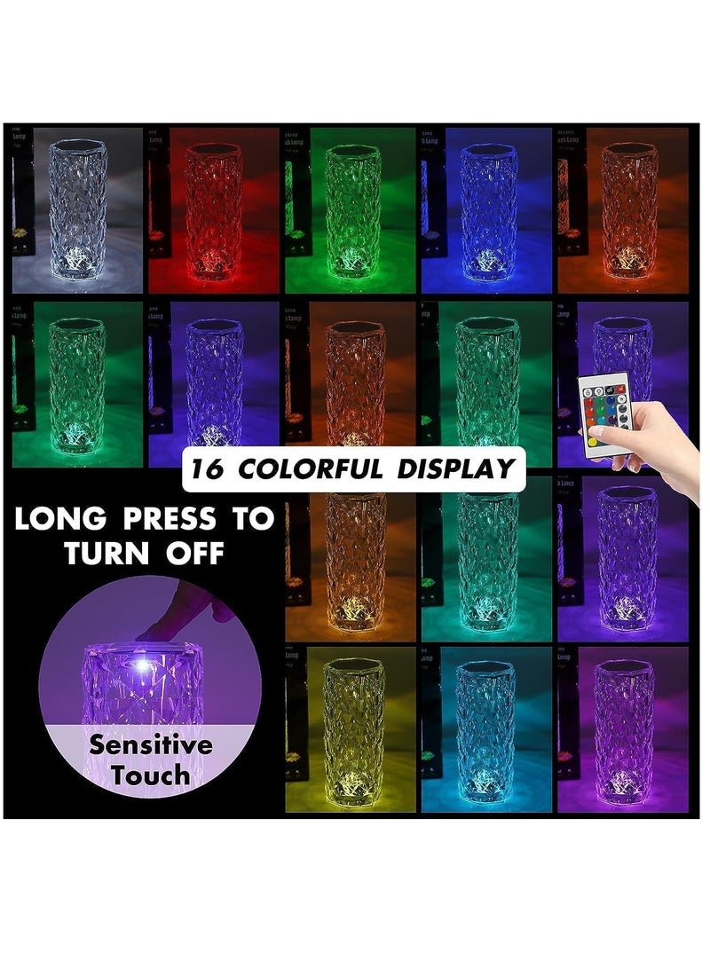 Crystal Lamp, Crystal Lights Touching Control Rose Crystal Lamp with USB Port,16 RGB Color Changing Romantic Rose Diamond Table Lamp LED Night Light for Bedroom Living Room, Office - Image 5