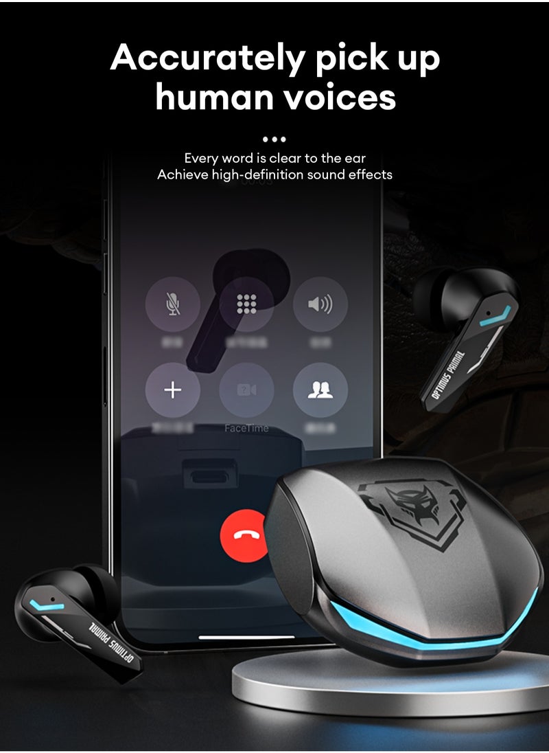 TRANSFORMERS - Transformers TF-T10 TWS Bluetooth Wireless Headset Low Latency Smart Touch Bluetooth 5.4 Iron Gray - Image 1