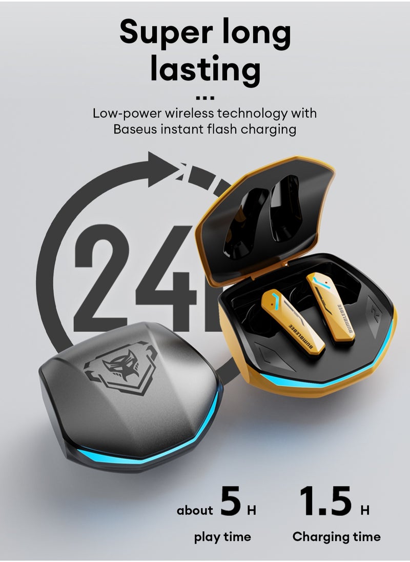 TRANSFORMERS - Transformers TF-T10 TWS Bluetooth Wireless Headset Low Latency Smart Touch Bluetooth 5.4 Iron Gray - Image 1
