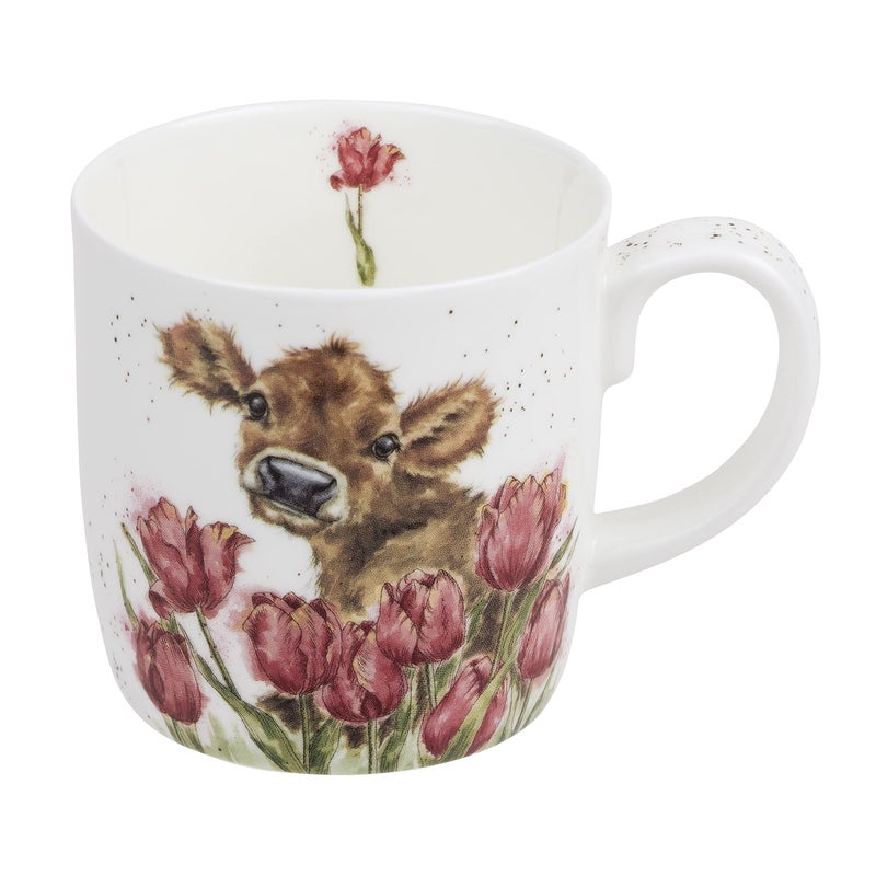 Royal Worcester Wrendale Designs Bessie Cow Mug  14 Ounce Large Coffee Mug with Cow Design  Made from Fine Bone China  Microwave and Dishwasher Safe