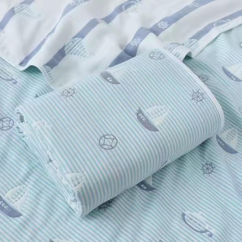 MumsLap Baby Muslin Blanket for Newborn | 6 Layer Gauze Cotton | Soft Swaddle Wrap Blanket/Quilt/Bath Towel/Nursing Cover/Crib Blankets for Boys and Girls (Sky Blue), 200 tc - Image 3