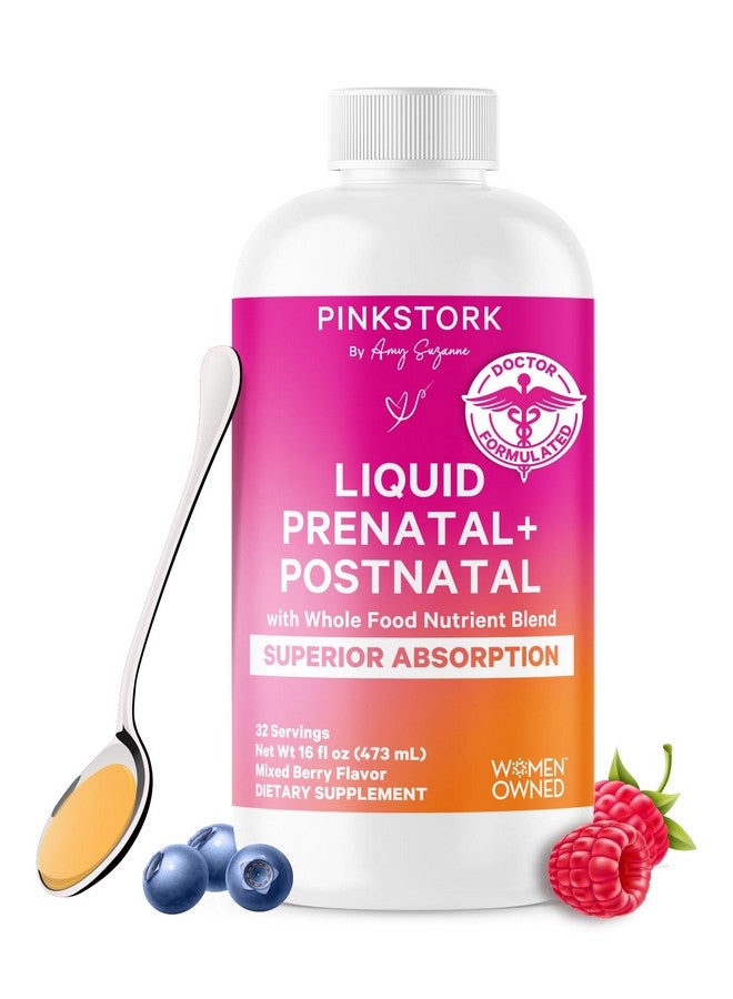 بينك ستروك فيتامينات بينك ستورك السائلة لما قبل الولادة للنساء - بنكهة التوت - مزيج غذائي عضوي - للخصوبة والحمل وما بعد الولادة - دعم غثيان الصباح - الرضاعة الطبيعية والرضاعة - 32 حصة - Image 1