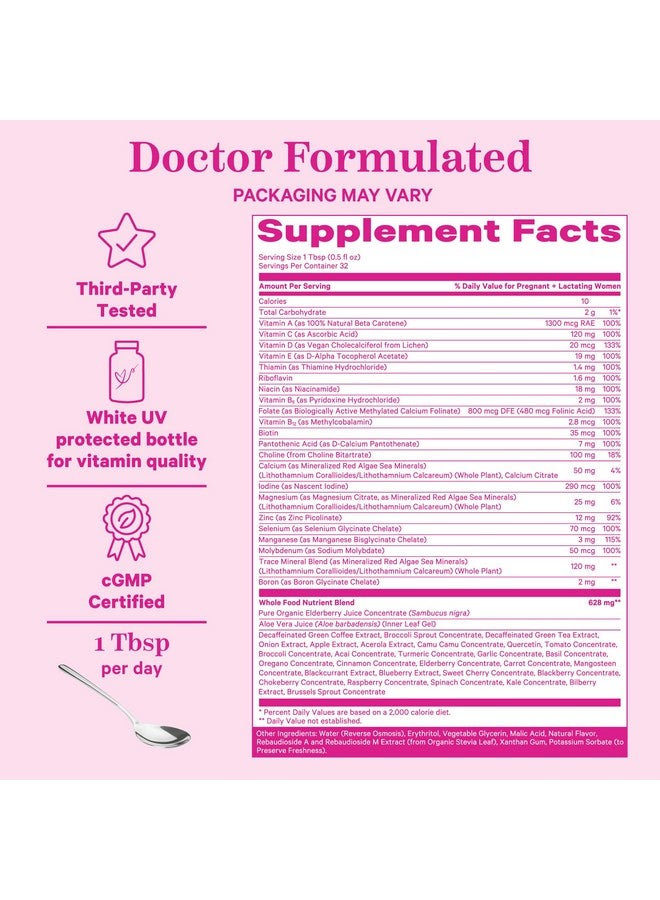 بينك ستروك فيتامينات بينك ستورك السائلة لما قبل الولادة للنساء - بنكهة التوت - مزيج غذائي عضوي - للخصوبة والحمل وما بعد الولادة - دعم غثيان الصباح - الرضاعة الطبيعية والرضاعة - 32 حصة - Image 5