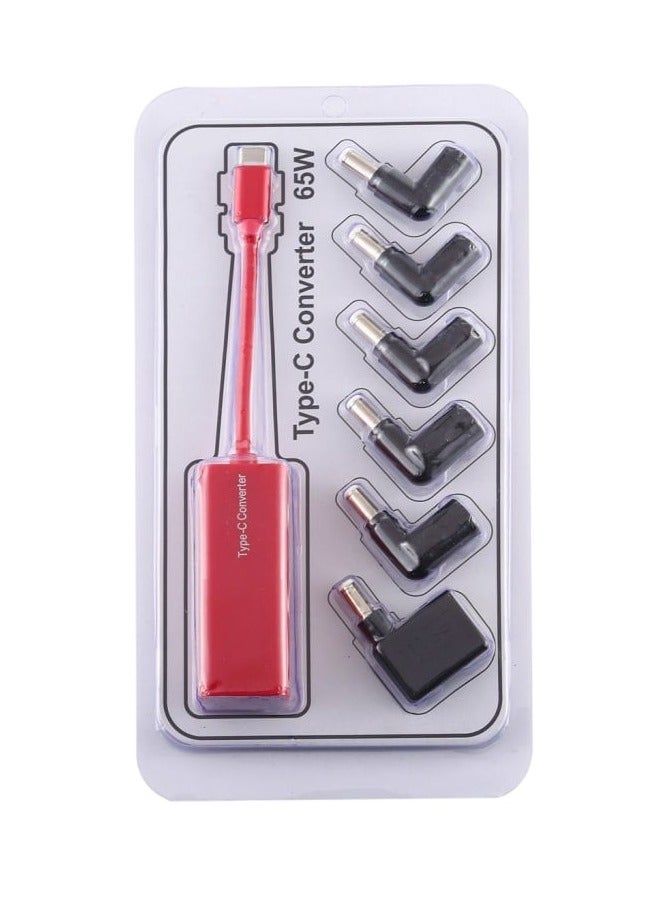 Terabyte Laptop Power Adapter 65W USB-C / Type-C Converter to 6 in 1 Power Adapter (Red) - Image 3