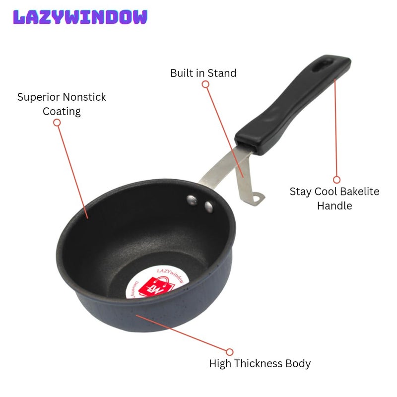 LAZYwindow Nonstick Tadka/Fry Pan and Tawa Combo (Black and Base Grey) - Image 3