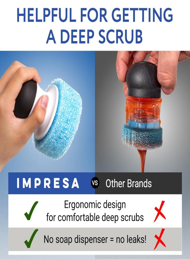 Impresa Dish Mommy Wand Palm Holder - Gray/White 2-Pack - Compatible with Scrub Mommy & Scrub Daddy Sponges - Soft Silicone Grip & Refillable Palm Sponge Pads - Image 4
