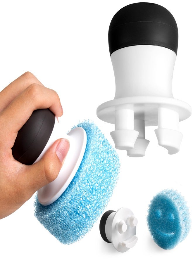 Impresa Dish Mommy Wand Palm Holder - Gray/White 2-Pack - Compatible with Scrub Mommy & Scrub Daddy Sponges - Soft Silicone Grip & Refillable Palm Sponge Pads - Image 1