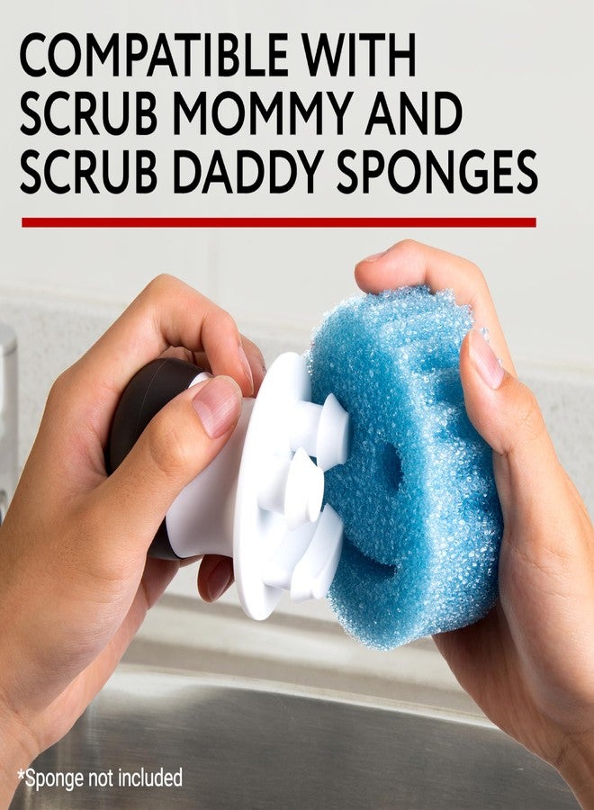 Impresa Dish Mommy Wand Palm Holder - Gray/White 2-Pack - Compatible with Scrub Mommy & Scrub Daddy Sponges - Soft Silicone Grip & Refillable Palm Sponge Pads - Image 2