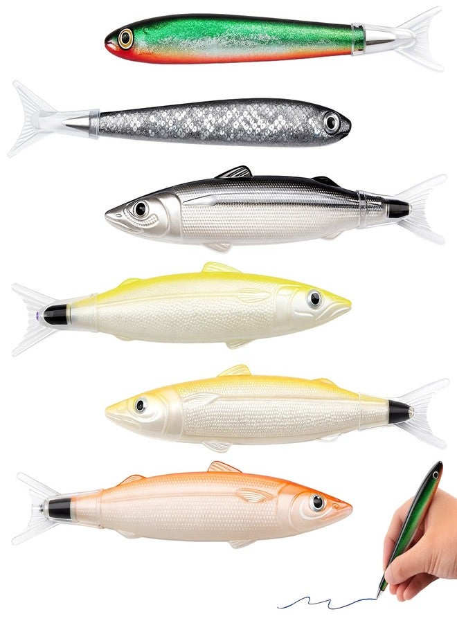 LUSTRIB 6 Pcs Cute Fish Pens, Unique Fish Shape Novelty Ballpoint Pens with Blue Ink, Creative Ocean Themed Writing Pens for School, Office, Gifts (Assorted Colors) - Image 1