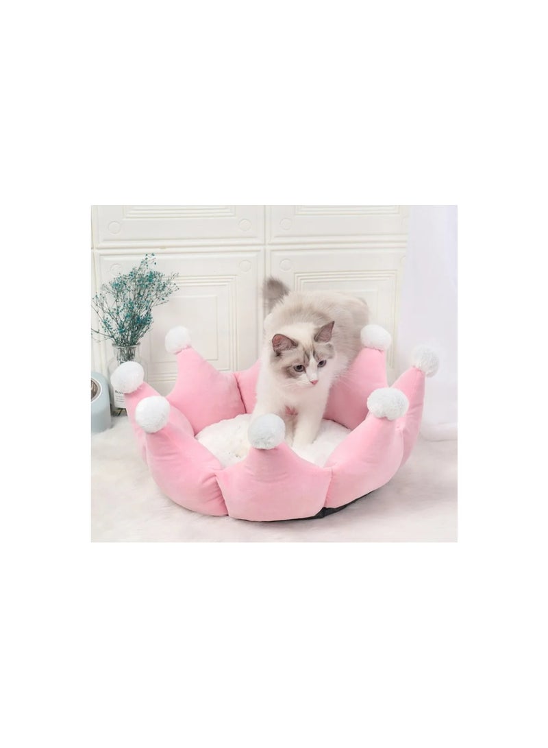 washable crown shaped princess deep sleep comfortable heated pet dog bed - Image 1