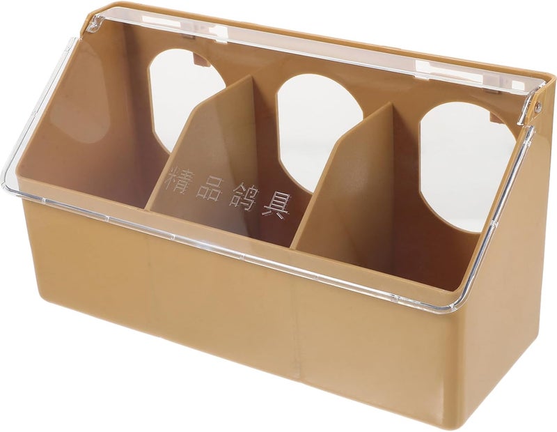 Multi-Functional 3-Hole Bird Food Container with Lid, Plastic Pigeon Feeder and Water Dispenser for Parakeet and Parrot Cage Accessories - Image 1