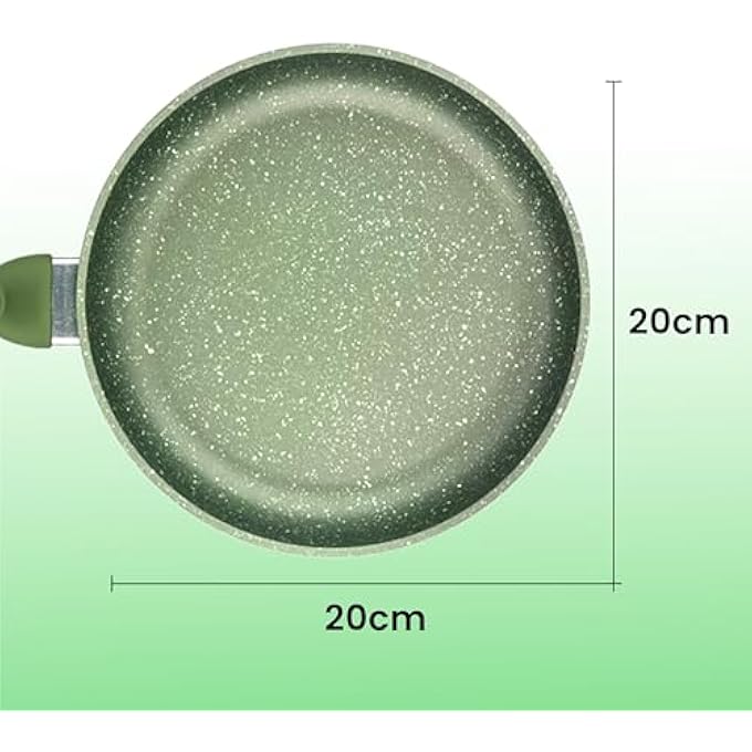 BS Bright Stone HighTech Induction Frypan  20Cm Nonstick Triple Layer Greenstone Coated Frying Pan  HeavyGauge Aluminum Skillet With Handle  Italian Made  Scratch Resistant And Nickle Free  Green - Image 3