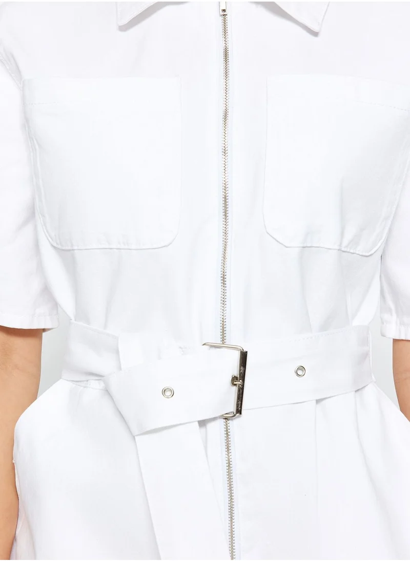 trendyol Belted Button Down Playsuit