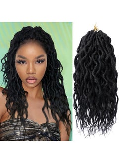 LOSMOEER Faux Locs Crochet Hair 12 Inch 7 Packs Goddess Locs Crochet Hair For Women Soft Locs Pre Looped Crochet Braids With Wavy Curly Ends Boho Locs Synthetic Braids Extensions (#1B)  - Image 1