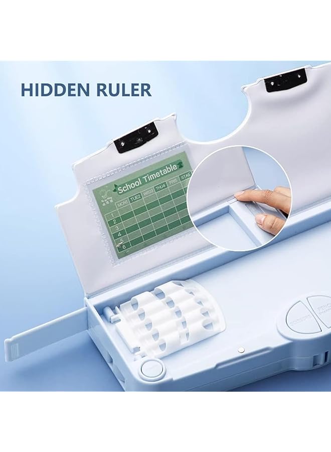 أكس سبرينج حافظة أقلام متعددة الوظائف صناديق أقلام متعددة الوظائف مع أزرار حافظة أقلام بنمط كرتوني للأطفال مجموعة أدوات مكتبية للبنات والأولاد مع مقصورات ومبراة أقلام - Image 4