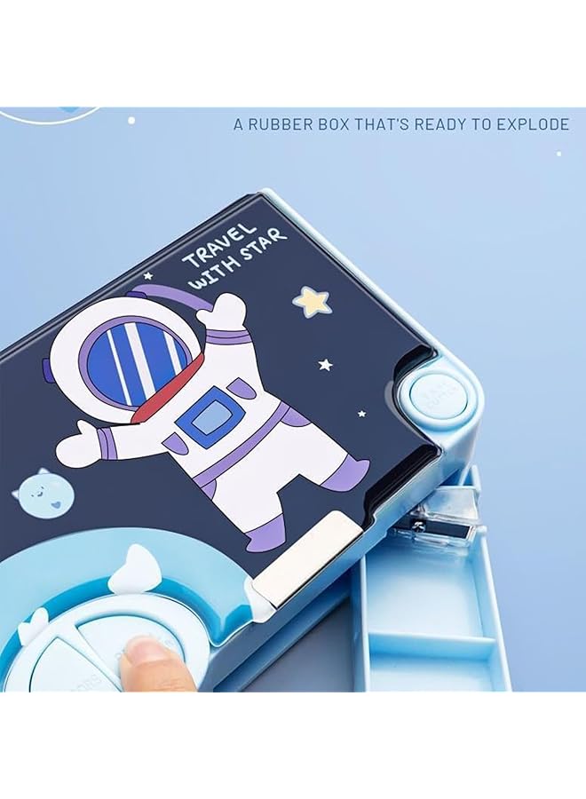 أكس سبرينج حافظة أقلام متعددة الوظائف صناديق أقلام متعددة الوظائف مع أزرار حافظة أقلام بنمط كرتوني للأطفال مجموعة أدوات مكتبية للبنات والأولاد مع مقصورات ومبراة أقلام - Image 2