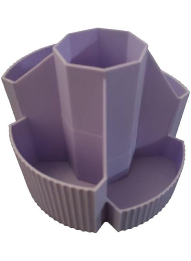 Spaceshoop Pen Pencil Holder Desk Organiser, 360° Rotating Pencil Pots Makeup Brush Holder Compartments, Large Capacity Pencil Pots Desk Accessories for Office School Home Art Supply (Purple)  - Image 1