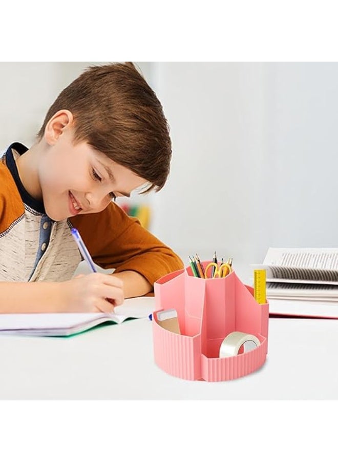 Spaceshoop Pen Pencil Holder Desk Organiser, 360° Rotating Pencil Pots Makeup Brush Holder Compartments, Large Capacity Pencil Pots Desk Accessories for Office School Home Art Supply (Purple)  - Image 3