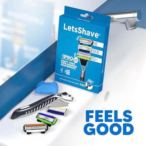 LetsShave Pro Trial Pack Razor For Men with All Our 3 Best Blades + 1 Handle & 1 Razor Cap, Pack of 5, Back Blade for Styling, Craft your Own Shaving Masterpiece, Face & Head Shaving Kit - Image 2