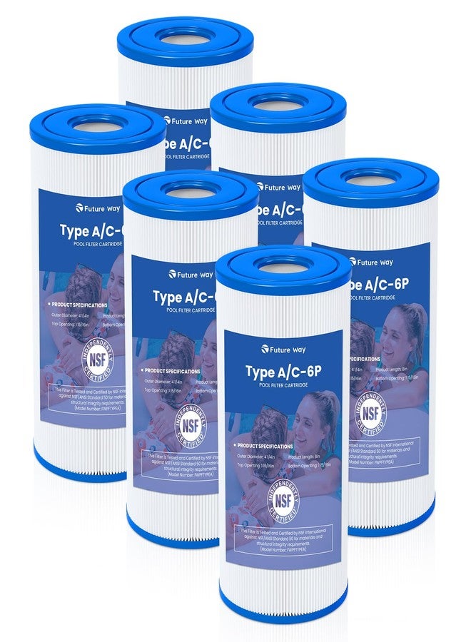 Future Way 6-Pack Pool Filter A or C for Intex 1000/1500/530 GPH Filter Pump for Above Ground Pools, Replace Type A or C - Image 1