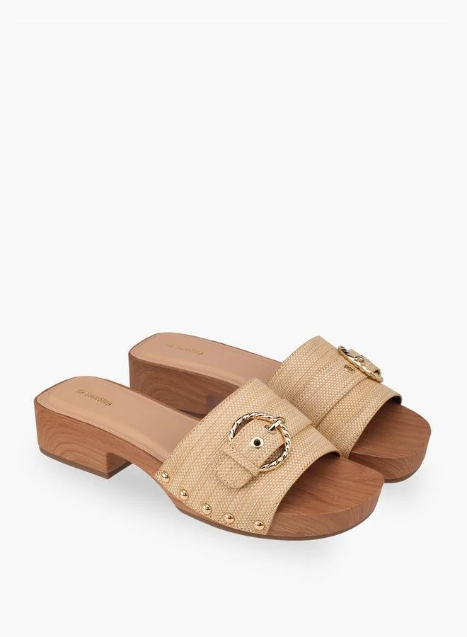 شور ستيب Women Buckle Accent Block Heel Sandals
