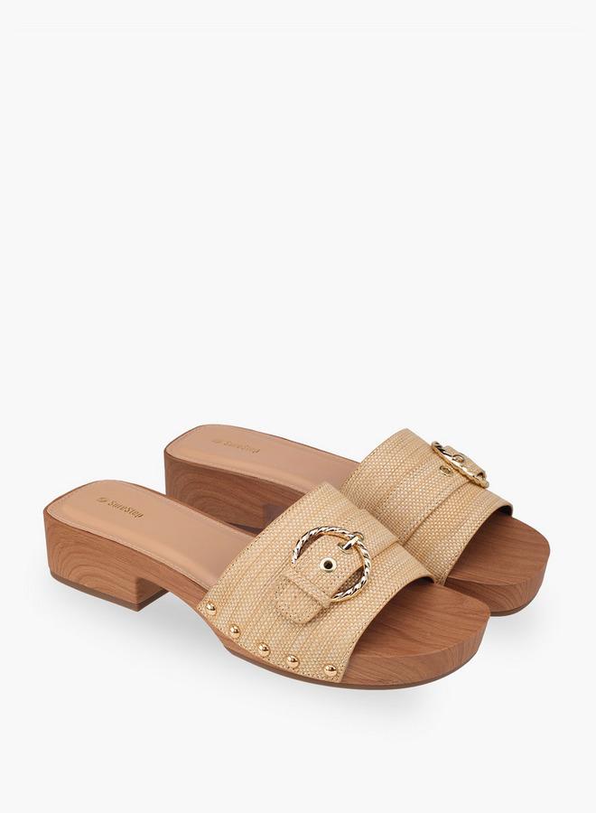 Surestep Women Buckle Accent Block Heel Sandals - Image 1