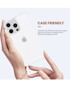واي آند دي [2022 NEW] for iPhone 14 Pro Max & Camera Lens Protector Bling [No Glass], Pro, Glitter Diamond Metal Cover Phone Accessories, Silver+Rose Gold  - Image 2