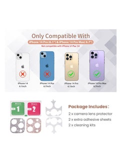 واي آند دي [2022 NEW] for iPhone 14 Pro Max & Camera Lens Protector Bling [No Glass], Pro, Glitter Diamond Metal Cover Phone Accessories, Silver+Rose Gold  - Image 3