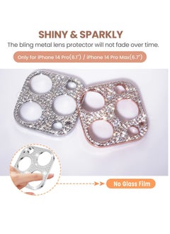 واي آند دي [2022 NEW] for iPhone 14 Pro Max & Camera Lens Protector Bling [No Glass], Pro, Glitter Diamond Metal Cover Phone Accessories, Silver+Rose Gold  - Image 5