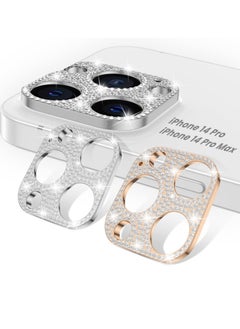 واي آند دي [2022 NEW] for iPhone 14 Pro Max & Camera Lens Protector Bling [No Glass], Pro, Glitter Diamond Metal Cover Phone Accessories, Silver+Rose Gold  - Image 1