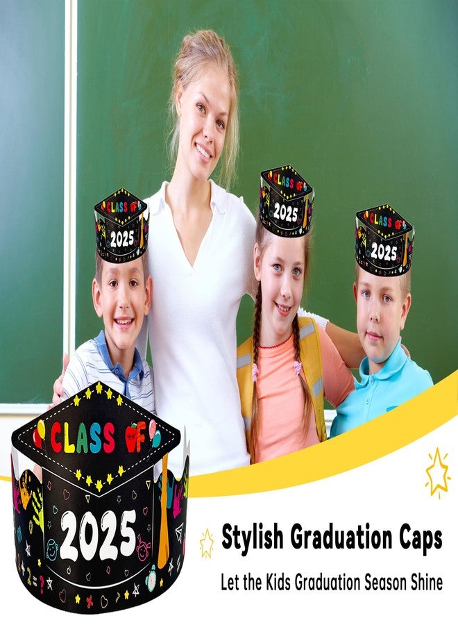 JUESMOS Kids Preschool Graduation Caps 24 PCS Paper Hats for Kids Adjustable Kindergarten Graduation Cap Pre-K Grad Headbands Class of 2025 Preschool Kindergarten Party Decorations Gifts Black - Image 2