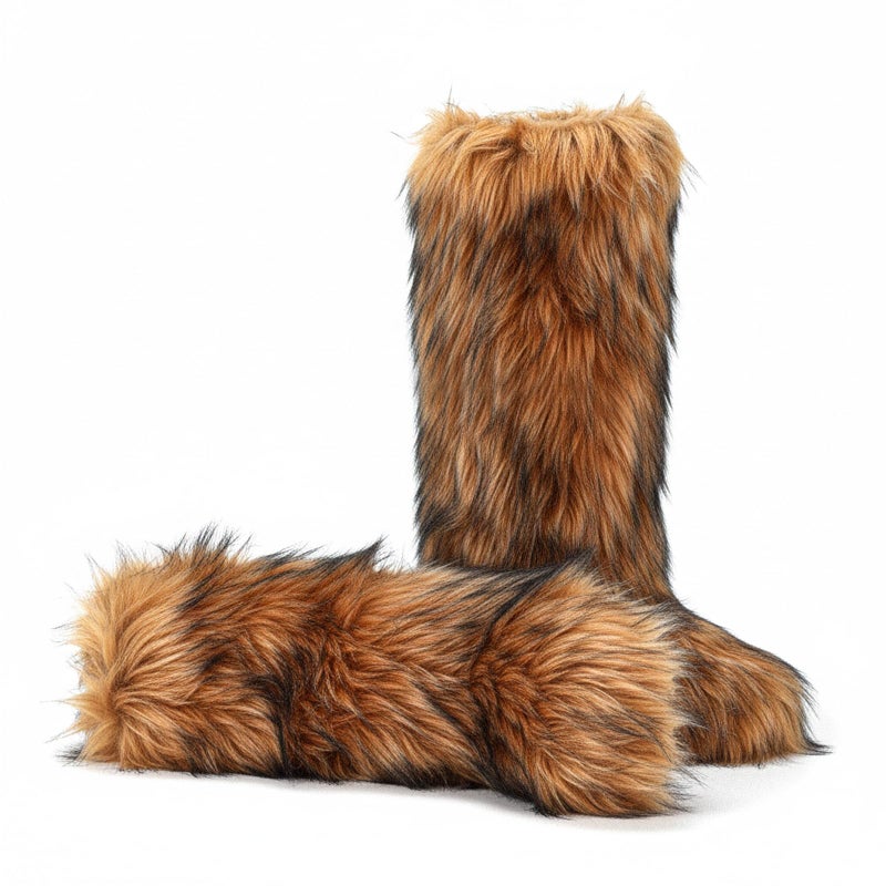 CEPEPRIN Women's Faux Fur Boots Knee-High Furry Snow Boots Fluffy Warm Winter Boots - Image 5