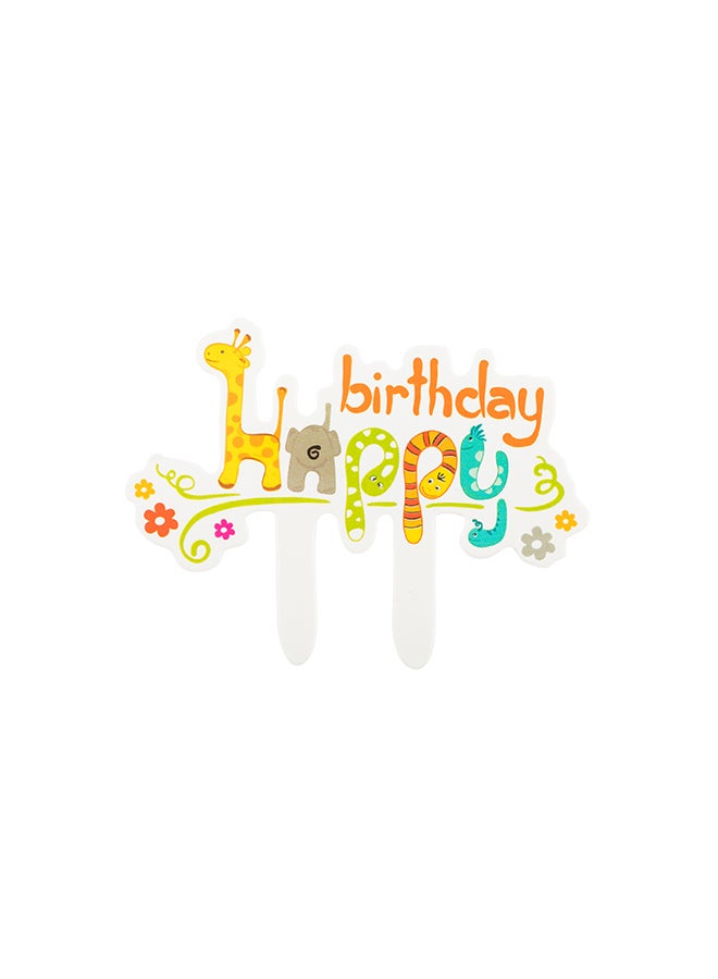 Restaurantware Restaurantware-Top Cake 3.8 x 2.8 Inch Safari Cake Toppers, 100 Colorful Zoo Animal Cake Toppers - For Kids' Birthday Parties, Jungle Theme Birthday Cake Decorations, Paper Happy Birthday Toppers - Image 1