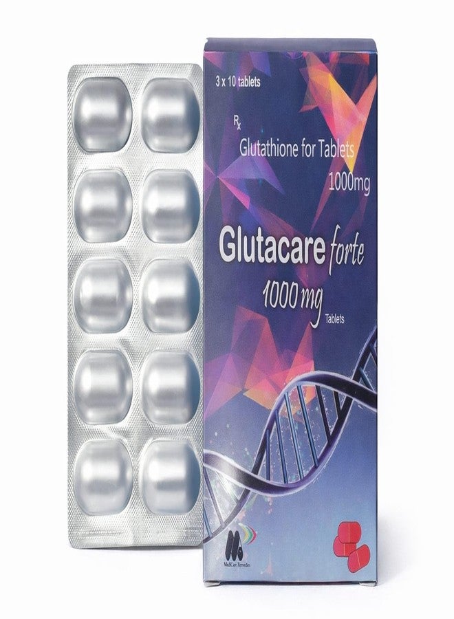 GLUTACARE FORTE Reduced Glutathione 1000 mg with Vitamin C for Glowing Skin | 30 Tablets | Antioxidant Supplement - Image 2