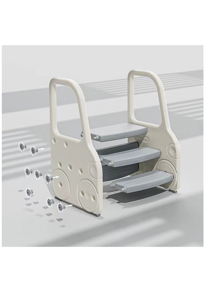 Arabest - Foldable Toddler Step Stool for Bathroom Sink, Adjustable 3 Step Stool for Kids Toilet Potty Training Stool with Handles, Child Kitchen Counter Stool Helper, Plastic Ladder for Toddlers - Image 1