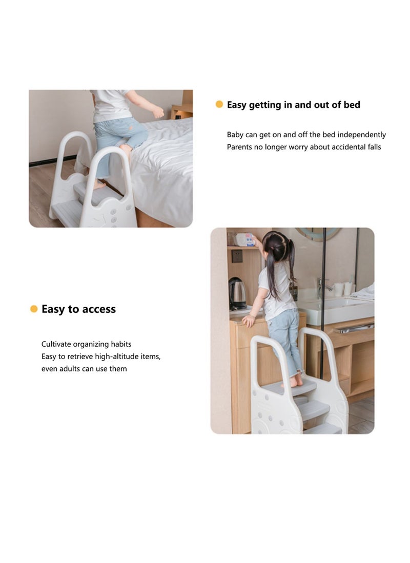 Arabest - Foldable Toddler Step Stool for Bathroom Sink, Adjustable 3 Step Stool for Kids Toilet Potty Training Stool with Handles, Child Kitchen Counter Stool Helper, Plastic Ladder for Toddlers - Image 1