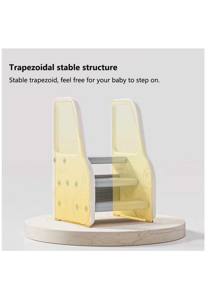 Arabest - Foldable Toddler Step Stool for Bathroom Sink, Adjustable 3 Step Stool for Kids Toilet Potty Training Stool with Handles, Child Kitchen Counter Stool Helper, Plastic Ladder for Toddlers - Image 1
