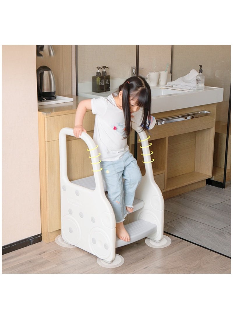 Arabest - Foldable Toddler Step Stool for Bathroom Sink, Adjustable 3 Step Stool for Kids Toilet Potty Training Stool with Handles, Child Kitchen Counter Stool Helper, Plastic Ladder for Toddlers - Image 1