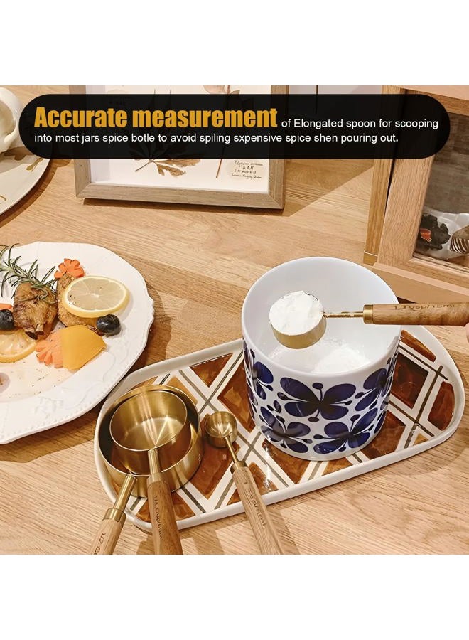 SHIKORI Gold Measuring Cups and Spoons Set, 8 Piece Premium Stainless Steel Measuring Cups with Wood Handles for Baking Supplies in the Kitchen (Gold) - Image 5