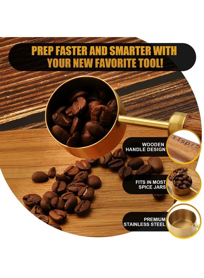 SHIKORI Gold Measuring Cups and Spoons Set, 8 Piece Premium Stainless Steel Measuring Cups with Wood Handles for Baking Supplies in the Kitchen (Gold) - Image 3