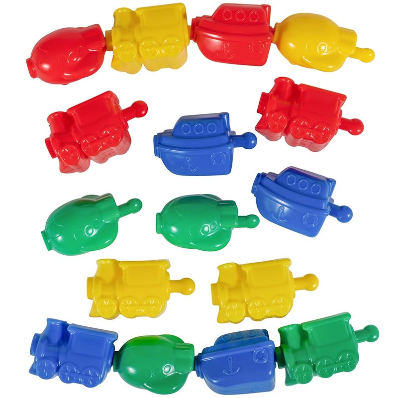 LEARNING ADVANTAGE Transportation Linking Blocks Set of 36 Ages 2 Connecting Blocks for Toddlers Early Construction Sorting and Fine Motor Skills