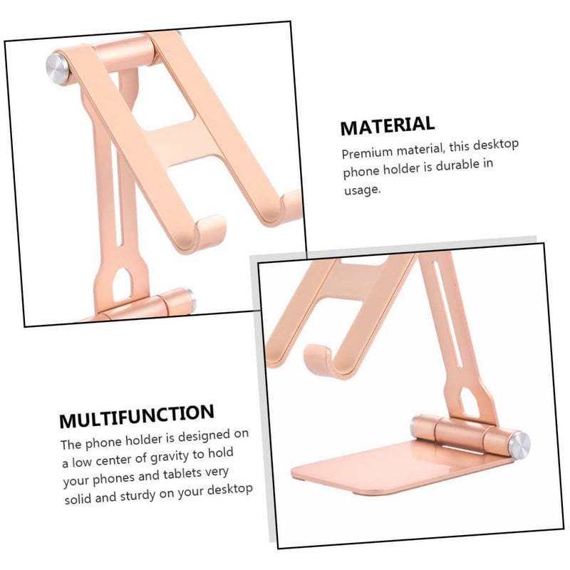 Golden Folding Cellphone Stand Tablet Holder Sturdy Base For Live Streaming Comfortable Viewing Angles - Image 5
