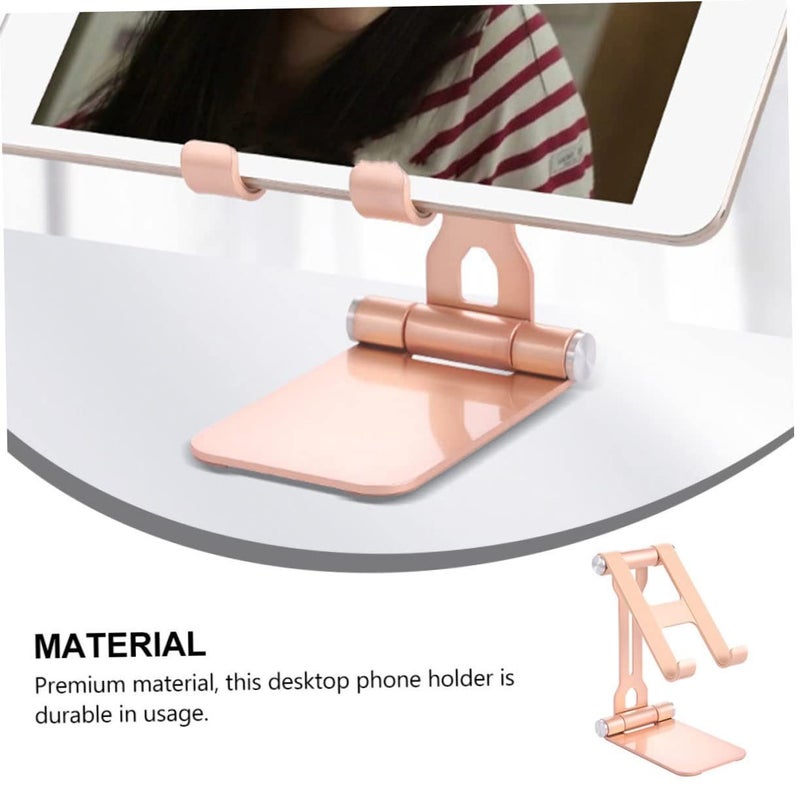 Golden Folding Cellphone Stand Tablet Holder Sturdy Base For Live Streaming Comfortable Viewing Angles - Image 4