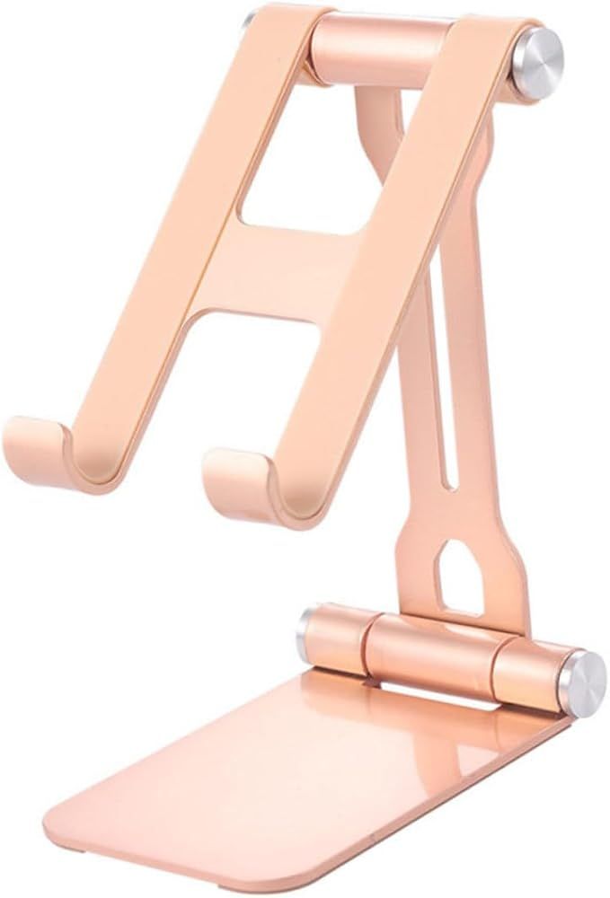 Golden Folding Cellphone Stand Tablet Holder Sturdy Base For Live Streaming Comfortable Viewing Angles - Image 1