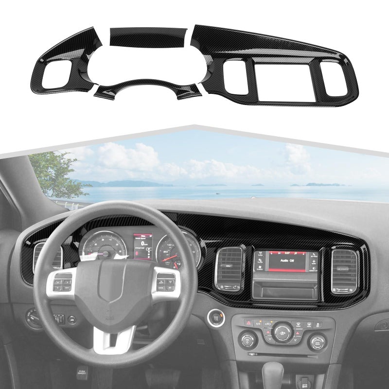 amayum Carbon Fiber Center Console Dashboard Panel Trim Cover fit for Dodge Charger 20112014 Dash Board Instrument Gauge Frame Interior Accessories