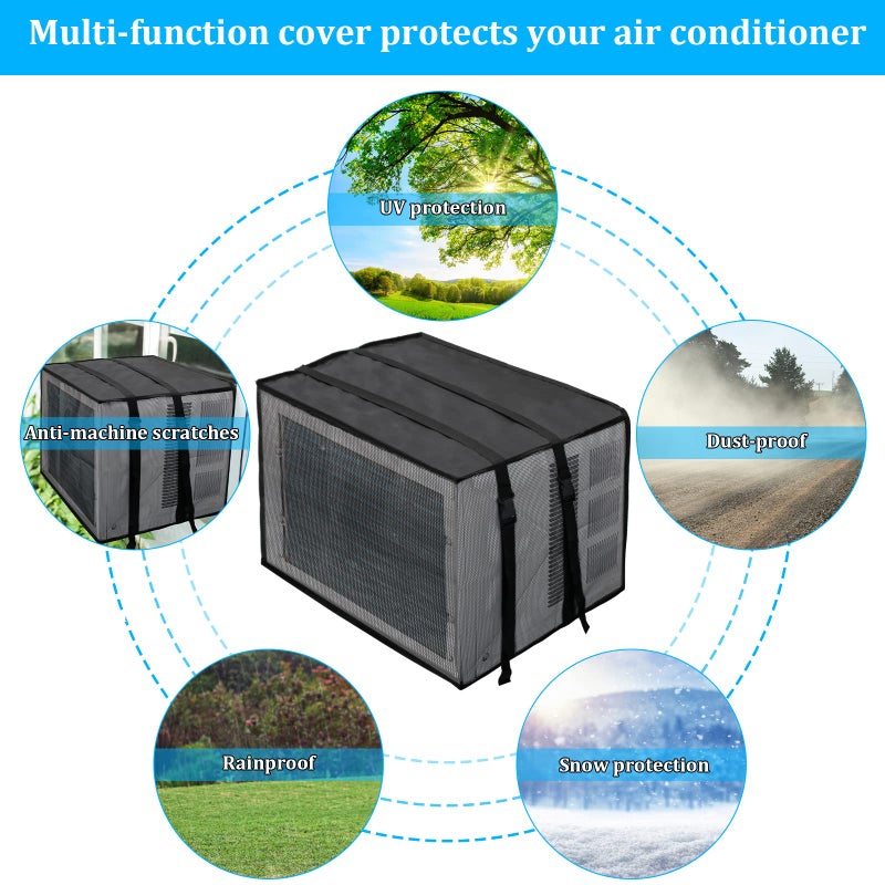 Luxiv Newest Design Mesh Window Air Conditioner Cover Outdoor, Support Window AC Unit Work Use for Outside Insulation Black Dust-Proof Waterproof Outdoor AC Protection Defender - Image 4