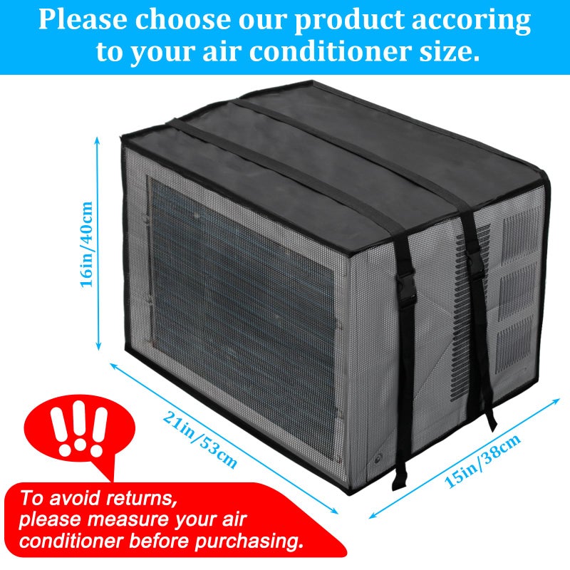 Luxiv Newest Design Mesh Window Air Conditioner Cover Outdoor, Support Window AC Unit Work Use for Outside Insulation Black Dust-Proof Waterproof Outdoor AC Protection Defender - Image 2